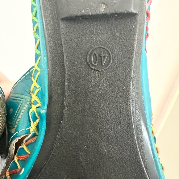 CORKYS POPPY TURQUOISE HAND PAINTED LEATHER SANDALS SIZe 9.5 - Picture 10 of 10